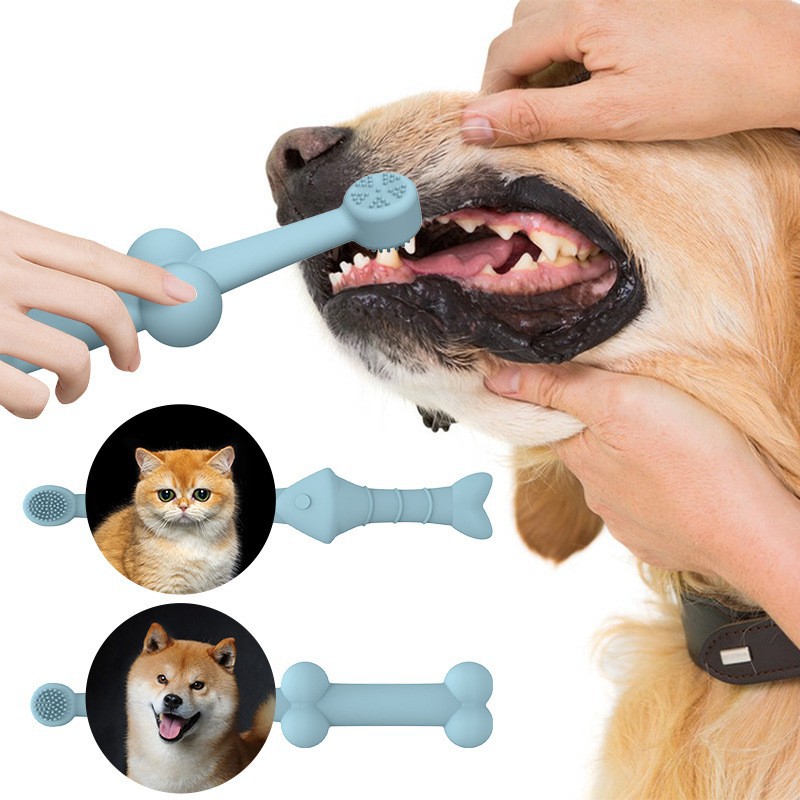 Dog chewing silicone pet toothbrush toy for teeth cleaning and gum massage