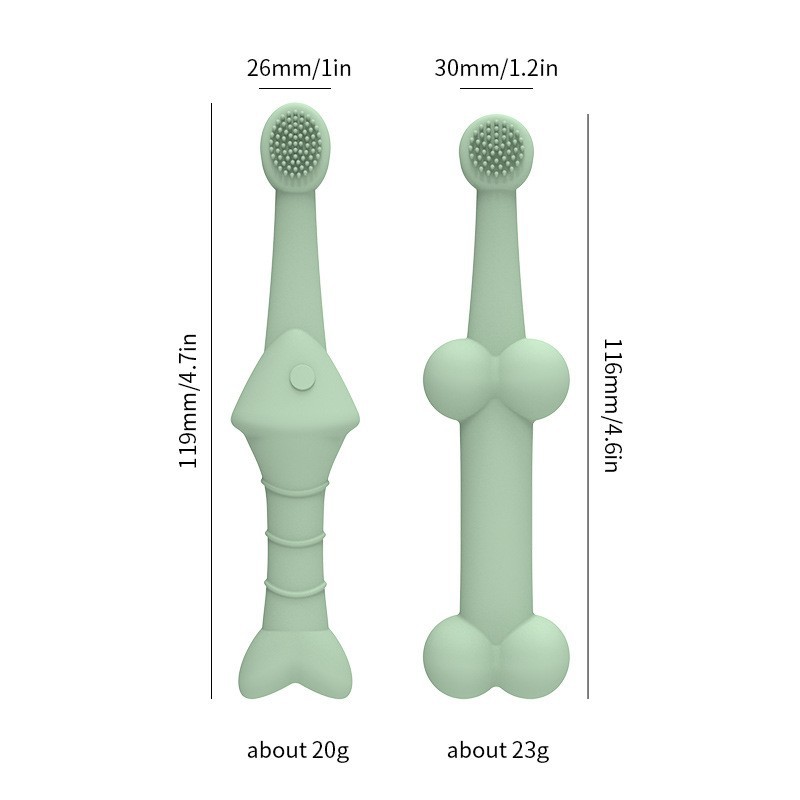 Silicone pet toothbrush dimension chart, size reference for wholesale pet buyers