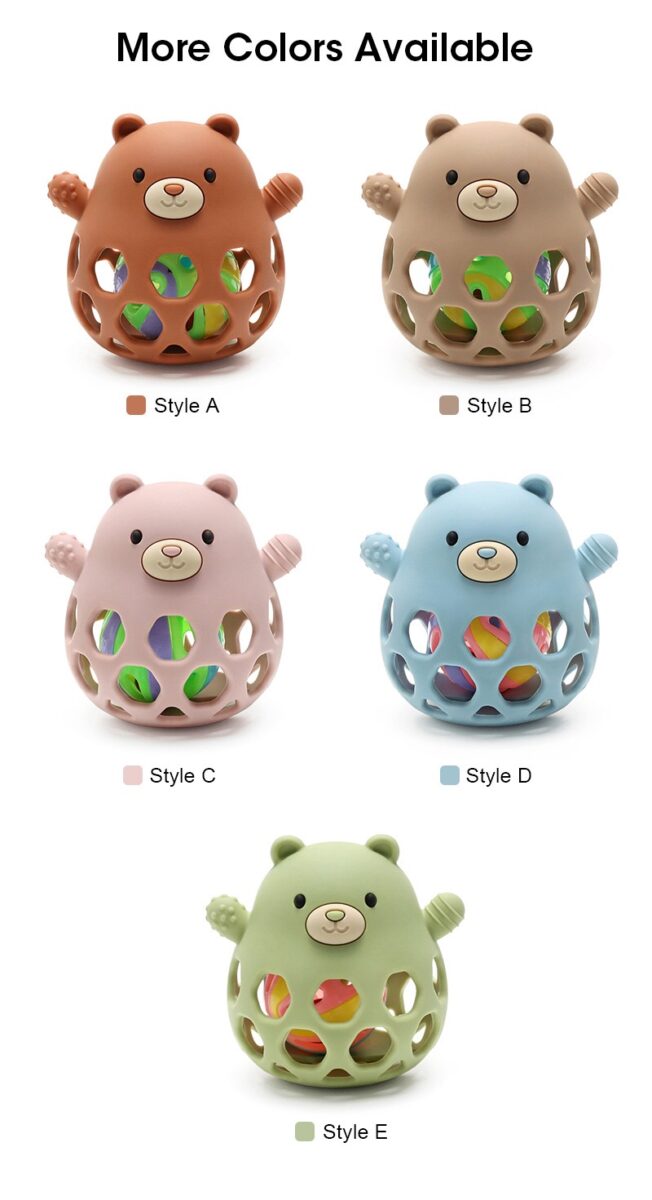 BPA‑free animal silicone teething ball, pastel colors baby chewing toy wholesale