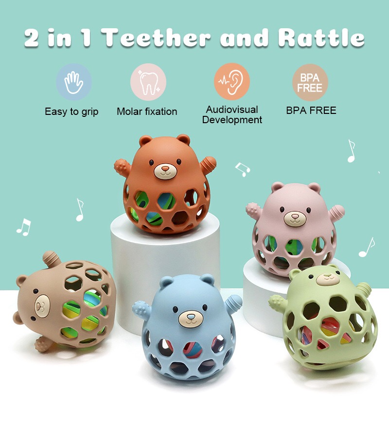 Close‑up view of BPA‑free teething mark, food‑grade silicone baby teether safe feature, bulk wholesale baby goods