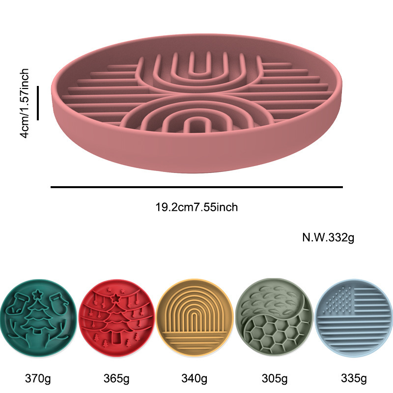 Dimension chart and multi‑color options for wholesale silicone pet licking mat