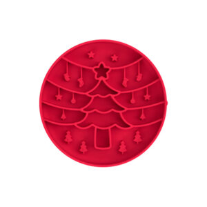 Red christmas pattern silicone pet licking mat, suction cup slow feeder mat for dog cat feeding wholesale OEM