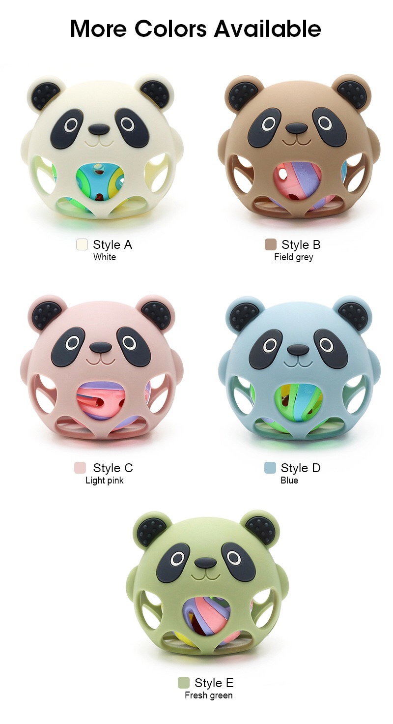 Color swatch chart for panda silicone rattle ball teether, color reference for bulk buyers